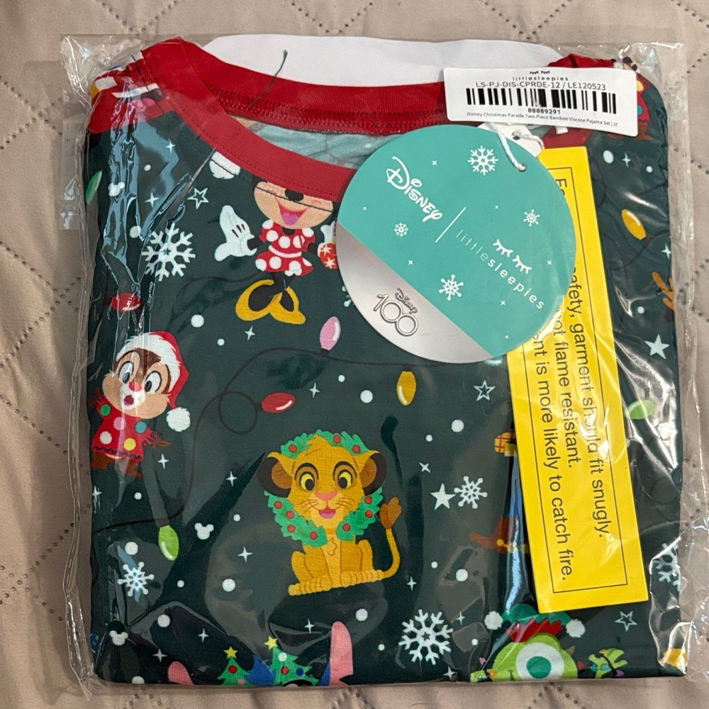 Little Sleepies Disney Pajama Set - Festive Green and Red
